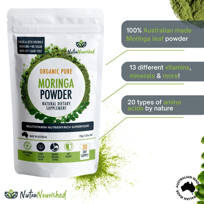 Organic Pure Moringa Leaf Powder 120g | Nutra Nourished-2